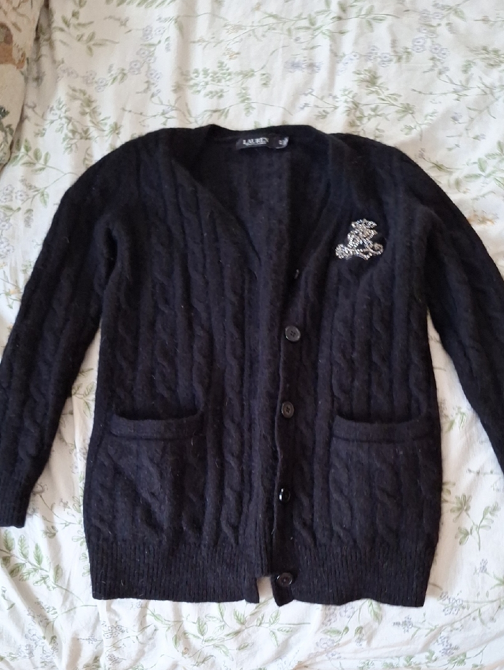 Lauren Ralph Lauren Black Cable-Knit Cardigan